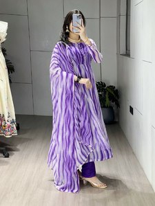 ชุดคุर्ติผ้าจอร์เจตต์ลายเลเฮริยา พร้อมผ้าคลุมไหล่ขอบลูกไม้ ซับในผ้าฝ้าย น้ำหนักเบา แห้งเร็ว ใส่ได้ทุกฤดู ขายส่ง ราคาพิเศษ - Product Image 2