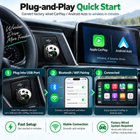 Adaptateur sans fil 2 en 1 CarPlay Android Auto, design Panda, USB Plug and Play, dongle pour voiture avec CarPlay et Android Auto filaires d'origine