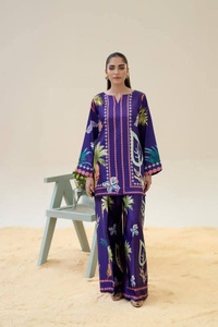 Ropa de Lenin Salwar kameez con estampado digital indio y pakistaní para vestidos de invierno para damas en tela de calidad de exportación - Product Image 6