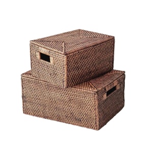 Best Selling Rattan storage with lid Custom Logo wicker box Rattan box hand woven rattan storage box with lid For Gift