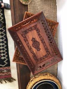 Bandeja Redonda de Resina Tallada a Mano Estilo Art Deco Vintage, Hecha en India, Elegante Bandeja para Servir, Decoración del Hogar, HF Industries - Product Image 5