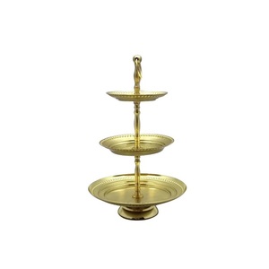 Soporte de servidor de pastel de forma redondeada, centros de mesa de cena, soporte de pastel de aluminio, soporte de plato de pastel de taza de 3 niveles - Product Image 6