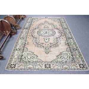 Turkish Rug, Large 5.6x8.6 ft Vintage Rug, <b>Brown</b> Green Camouflage <b>Wool</b> Rug - Product Image 1