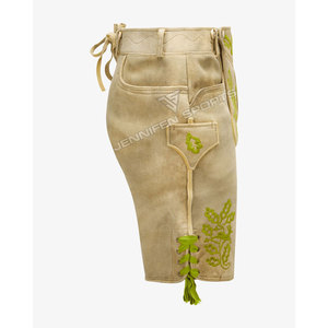 Cuir de vachette traditionnel bavarois en daim pour hommes Lederhosen court motif solide fermeture à boutons côtés poches arrière boucles de ceinture - Product Image 4