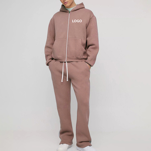 Custom logo Good Quality Anti-wrinkle Terry Orange Hoodies Suit Sweatsuit Sets Oversize Loose <b>Hoodie</b> Set for <b>Men</b> - Product Image 1