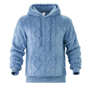 Otoño e Invierno ocio hombres 100% algodón Jacquard pulóver chaqueta tendencia de calle alta con deportes con capucha de terciopelo de doble cara - Product Image 1