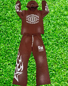 Survêtement en éponge française 100% coton personnalisé Ensemble sweat à capuche délavé à l'acide pour hommes de taille XL - Product Image 5