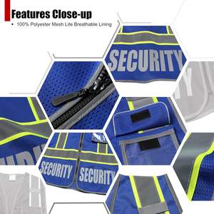 Chaleco de seguridad para hombre y mujer, reflectante, 5 bolsillos, cremallera frontal, malla, alta visibilidad, transpirable, reversible, cumple con los estándares de seguridad - Product Image 3