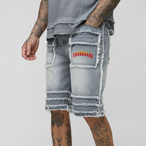 Pantalones cortos de hombre de gran tamaño OEM Streetwear Vintage lavado desgastado Jort para hombres logotipo bordado personalizado streetwewar Aid Wash - Product Image 6
