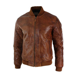 Veste de motard zippée en cuir véritable couleur marron pour hommes en gros veste de motard en cuir décontracté Kamel Vintage - Product Image 4