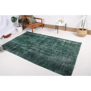 Alfombra Vintage de 4.8x8.1 pies, Alfombra Turca, Alfombra de Lana Verde y Blanca con Diseño Ombré - Product Image 2