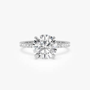 Magnífico Anillo de Compromiso con Diamante Cultivado en Laboratorio, Corte Redondo, Pavé, Halo Oculto, 2.40 Ct, E-F VS, Oro de 14K, Regalo de Aniversario de Bodas - Product Image 1