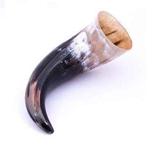 Taza de cuerno para beber ecológica pulida vikinga nórdica, cuerno de buey Real de 16oz con soporte envuelto en cuero - Product Image 3