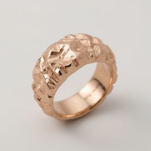 Anillo de Oro Rosa de 18K para Hombre y Mujer, Hecho a Mano, Oro Sólido con Baño de Rodio, Texturizado, para Bodas y Fiestas - Product Image 1