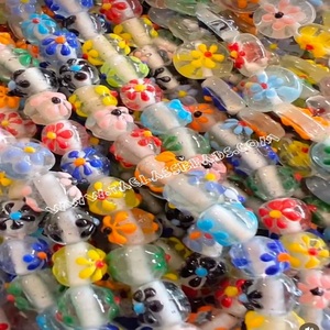 Venta al por mayor redondo Millefiori Slice Lampwork Glass Beads Strand Coin Pattern para pulsera joyería DIY forma redonda - Product Image 1