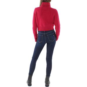 RE/DONE Maglione da Donna alla Moda in Misto Lana, Slim Fit, Collo Alto, Traspirante, Casual, con Decorazione a Bottoni, Lavorato a Maglia, Invernale, Colore Rosso - Product Image 3