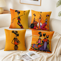 Housse de coussin décorative en polyester doux à motif tribal africain, motif femme ethnique, pour lit