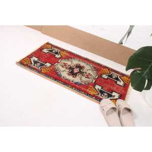 Tapis turc, tapis vintage 1,6x2,9 pieds, tapis persan en laine rouge - Product Image 1