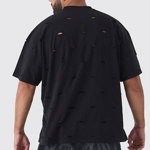 เสื้อยืดผู้ชายขนาดพลัสไซส์พิมพ์ลายโลโก้ O-คอทรงบ็อกซี่ใส่พอดีตัวเสื้อยืดหยาบหยาบแบบฮิปฮอป - Product Image 5