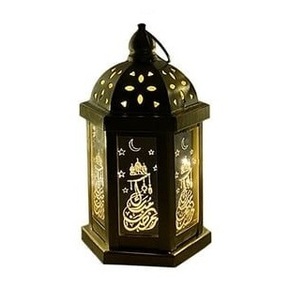 Lanterne de Ramadan en métal suspendue décorative avec des motifs de coupe complexes, parfaite pour la décoration de la maison et du jardin du Ramadan - Product Image 3
