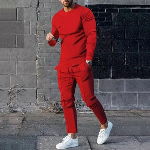 Ensemble deux pièces de sweatshirts surdimensionnés streetwear décontractés pour hommes de couleur unie avec manches longues et pantalons longs Ensembles survêtements pour hommes - Product Image 6