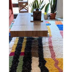 Auténtica Alfombra Marroquí Hecha a Mano, Boucherouite, Estilo Bohemio, Colorida, Vintage, Decoración Artesanal del Atlas - Product Image 1