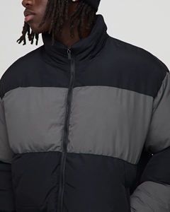 Chaqueta acolchada de algodón con estampado de plumas de pato y logotipo personalizado de alta calidad, ropa de abrigo informal con bloques de color, chaqueta acolchada para hombre - Product Image 2