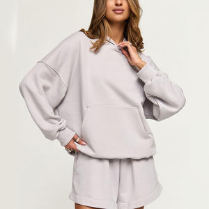 เสื้อสเวตเชิ้ตมีฮู้ดแบบซิปชุดสั้นทำจากผ้าฝ้ายผสมโพลีผ้าเทอร์รี่หรือขนแกะฝรั่งเศสพร้อมป้ายโลโก้ส่วนตัว - Product Image 4