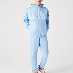 Men's Winter Solid Two-Piece Windbreaker Tracksuit Set Hooded <b>Zip</b>-Up Jacket & <b>Shorts</b> - Product Image 3