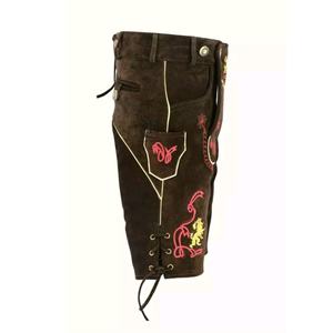 Lederhosen Bávaros de Alta Calidad para Hombre, Cortos, de Cuero Genuino de Vaca, Gamuza, Bordados, con Bolsillos Laterales y Traseros, Talla Mediana a Grande - Product Image 2