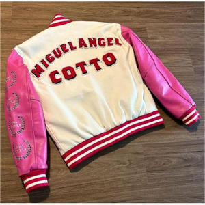 Hip Hop Vintage bordado Letterman béisbol Varsity chaqueta logotipo frontal transpirable poliéster Unisex - Product Image 5