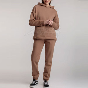 Conjunto Deportivo de Invierno para Mujer de Primera Calidad, Dos Piezas, Liso, Informal, de Lona, 100% Algodón, Personalizable, Mangas Largas - Product Image 4