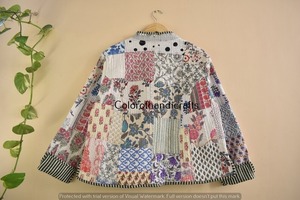 <b>White</b> Patchwork Quilted <b>Jackets</b> Cotton Floral Bohemian Style Fall Winter <b>Jacket</b> Coat Street Quilted Reversible <b>Jacket</b> for Women - Product Image 5