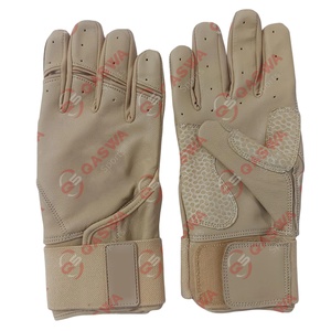 Fabrication professionnelle de haute qualité en cuir pleine couleur rouge sangle manchette Baseball gants de frappe - Product Image 5