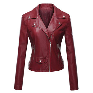 Chaqueta de Cuero Genuino para Mujer, Tejido Sólido, Transpirable, de Secado Rápido, para Invierno, con Cierre, a la Moda, en Venta - Product Image 1