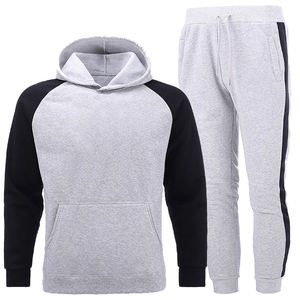 Deux pièces survêtement à capuche pour hommes 100% coton Sport Jogging ensemble veste confortable pantalons de survêtement équipe survêtement pour la saison d'automne - Product Image 1