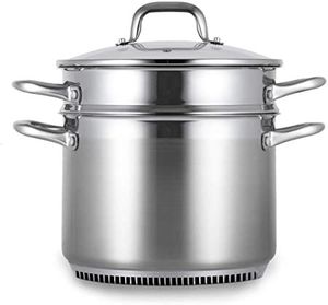 Casserole en acier inoxydable avec couvercle pour le stockage hygiénique des aliments conservant l'humidité, la saveur et l'arôme des nutriments pendant la cuisson - Product Image 1