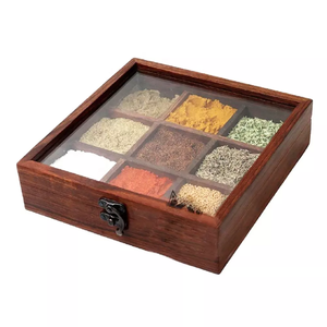 Boîte à épices en bois de luxe, récipients avec cuillère en bois-boîte à épices en bois pour la cuisine hôtel Restaurant prix Direct usine - Product Image 2