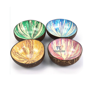 ชามมะพร้าวเคลือบเงาทำมือ 100% ผลิตในเวียดนาม ใช้แล้วทิ้ง เป็นมิตรกับสิ่งแวดล้อม วาดลายด้วยมือ สไตล์โบฮีเมียน - Product Image 5