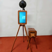 Photomaton rétro double face en bois avec support pour DSLR, SLR et iPad, impression instantanée, capacité de 15 personnes, double connectivité (USB/Wi-Fi)