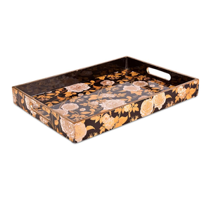 Bandeja para servir Artesanía de madera con diseños de impresión de esmalte Bandeja de servicio de madera para el hotel Servicio de cena Uso de buena calidad - Product Image 3