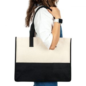 Sac fourre-tout en toile 100 % coton Elite, taille moyenne, motif lettres et sérigraphie, idéal pour la plage, les voyages, le shopping et la publicité - Product Image 3