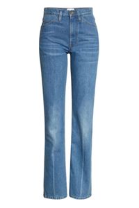 Jeans Rectos para Mujer Talla Grande con Cintura Media, Lavado Oscuro, Desgastados, Transpirables, con Cierre en el Tobillo - Product Image 1
