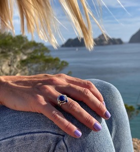Natural <b>Lapis</b> <b>Lazuli</b> <b>Ring</b> 925 Sterling Silver Handmade Talented Artisans Vintage Style Prong Setting Engagement <b>Ring</b> Third Party - Product Image 5