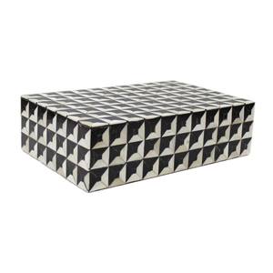Handmade Resin Inlay Geometric Jewelry Box - Black & White <b>Triangle</b> Pyramid Pattern Luxury Decorative Trinket Storage Box - Product Image 1