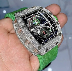 Montre personnalisée Bling Moissanite business boîtier en verre saphir bracelet en acier inoxydable logo personnalisé mouvement automatique acheter en gros - Product Image 6