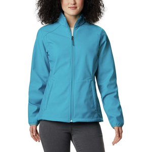 Women's Blue Fleece <b>Jacket</b> Windproof Stand Collar Zipper Closure Casual Autumn Wear Regular Fit Solid Color Polyester Material - Product Image 1