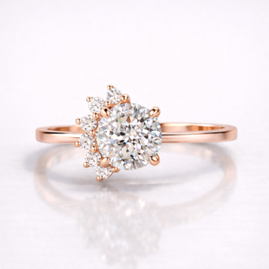 Portuguese Cut Moissanite Diamond Engagement <b>Ring</b> Elegant Sterling Silver Wedding Band - Product Image 3