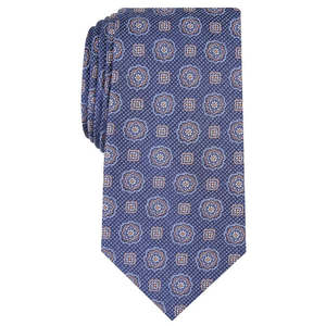 Cravatta Classica da Uomo Tasso Elba con Medaglione, Blu Scuro in Seta, Taglia Regolare - Product Image 1