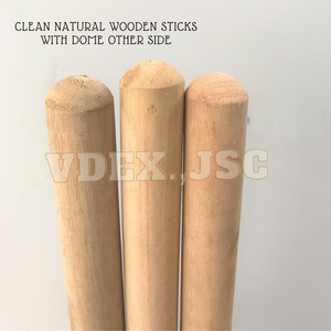 Manche de balai en bois naturel pour le nettoyage à domicile avec fil italien, capuchons courts en PVC, bâton droit et poli - Product Image 4